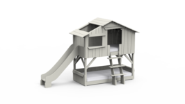Mathy by Bols boomhut stapelbed met glijbaan grijs