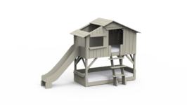 Mathy by Bols boomhut stapelbed met glijbaan muis grijs