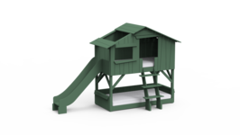 Mathy by Bols boomhut stapelbed met glijbaan jungle groen