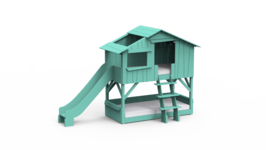 Mathy by Bols boomhut stapelbed met glijbaan licht groen