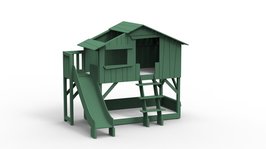 Mathy by Bols boomhut stapelbed met platform en glijbaan jungle groen