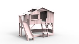 Mathy by Bols boomhut stapelbed met platform en glijbaan poeder roze