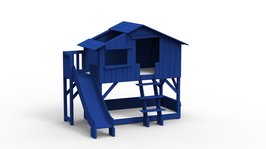 Mathy by Bols boomhut stapelbed met platform en glijbaan Marseille blauw