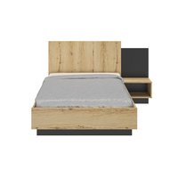 Mimizan twijfelaar bed 120x200 rustiek eiken en zwart look