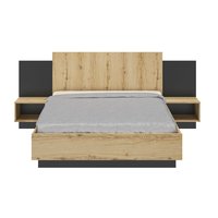 Mimizan twijfelaar bed 140x200 rustiek eiken en zwart look