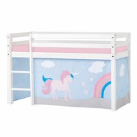 Hoppekids Eco Dream halfhoogslaper 70x160 grenen wit + Unicorn bedtent