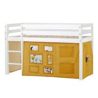 Hoppekids Eco Dream halfhoogslaper 70x160 grenen wit + Creator geel bedtent