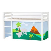 Hoppekids Eco Dream halfhoogslaper 70x160 grenen wit + Dino bedtent