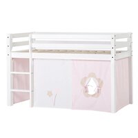 Hoppekids Eco Dream halfhoogslaper 70x160 grenen wit + Fairytail flower bedtent