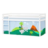 Hoppekids Eco Dream halfhoogslaper 90x200 grenen wit + dino bedtent