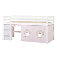 Hoppekids Eco Dream halfhoogslaper 90x200 grenen wit + Fairytale flower bedtent