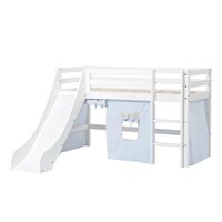 Hoppekids Eco Dream glijbaan bed 70x160 grenen wit + Fairytail knight bedtent