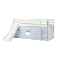 Hoppekids Eco Dream glijbaan bed 90x200 grenen wit + Fairytail knight bedtent