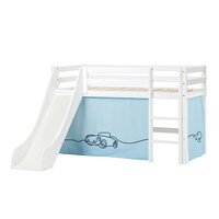 Hoppekids Eco Dream glijbaan bed 70x160 grenen wit + Cars bedtent