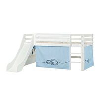 Hoppekids Eco Dream glijbaan bed 90x200 grenen wit + Cars bedtent