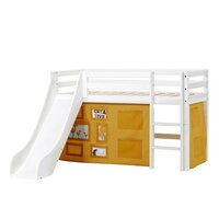 Hoppekids Eco Dream glijbaan bed 70x160 grenen wit + Creator geel bedtent