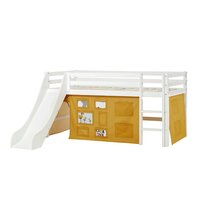 Hoppekids Eco Dream glijbaan bed 90x200 grenen wit + Creator geel bedtent