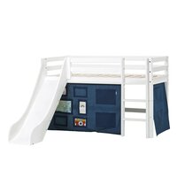 Hoppekids Eco Dream glijbaan bed 70x160 grenen wit + Creator blauw bedtent