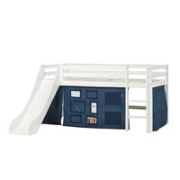 Hoppekids Eco Dream glijbaan bed 90x200 grenen wit + Creator blauw bedtent