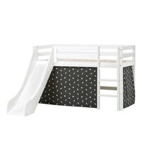 Hoppekids Eco Dream glijbaan bed 70x160 grenen wit + Pets graniet grijs bedtent