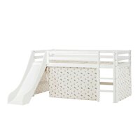 Hoppekids Eco Dream glijbaan bed 90x200 grenen wit + Pets pristine bedtent