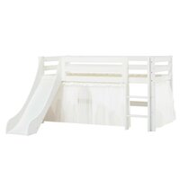 Hoppekids Eco luxury glijbaan bed 90x200 rechte trap grenen wit + WW foile bedtent