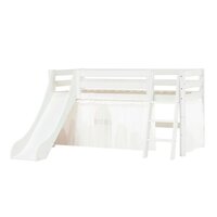 Hoppekids Eco luxury glijbaan bed 90x200 schuine trap grenen wit + WW foile bedtent