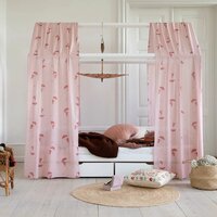 Hoppekids Eco dream huis bed 90x200 grenen met 2 gordijnen rood