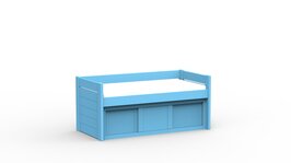 Mathy by Bols Dominique bedbank 90x190 met schuifdeur kast grenen azur blauw