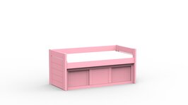 Mathy by Bols Dominique bedbank 90x190 met schuifdeur kast grenen licht roze