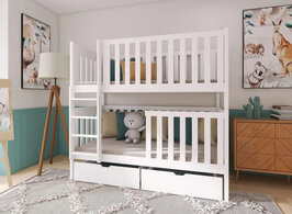 Dalante 2-persoons stapelbed massief grenen met opberglade 90x200 wit