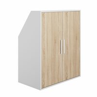 Schuine wandkast 2 deurs eiken hout / wit look