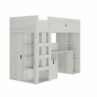 Lugano hoogslaper met opbergruimte 90x200 wit eiken rustiek look