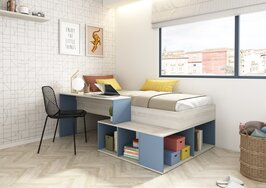 Trasman Cesaro compact bed 90x200 met bureau en kast blauw- eiken 