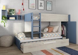 Trasman Adrano stapelbed met bedlade 90x200 blauw 