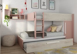 Trasman Adrano stapelbed met bedlade 90x200 roze 