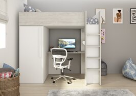 Trasman Mistretta hoogslaper met bureau en kast eiken - wit