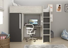 Trasman Mistretta hoogslaper met bureau en kast eiken - antra