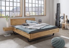 Bronte twijfelaar bed 160x200 massief eiken metalen poten