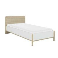 Matis 1-persoons bed 90x200 wit - naturel hout look