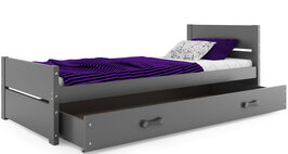 Borgia 1-persoons bed 90x200 met lade grenen - mdf grijs / *gratis matras