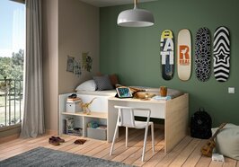 Gami Oscar compactbed 90x190 wit -eiken hout look