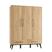 Retro 3 deurs kast laden eiken look