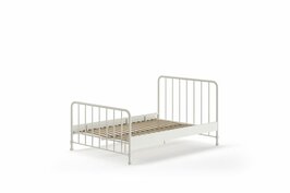 Bronxx metalen twijfelaar bed 140x200 wit