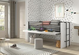 Sam halfhoogslaper met bureau 90x200 wit