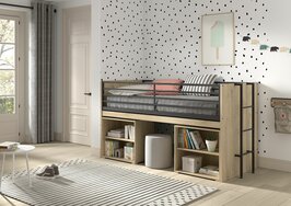 Sam halfhoogslaper met bureau en 2 open kastjes 90x200 eiken look