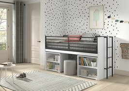 Sam halfhoogslaper met bureau en 2 open kastjes 90x200 wit