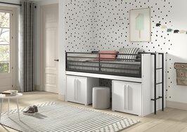 Sam halfhoogslaper met bureau en 2 kastjes 90x200 wit