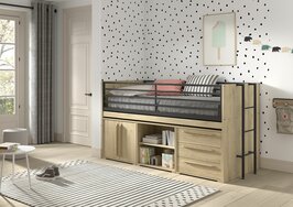 Sam halfhoogslaper met bureau en 3 kastjes 90x200 eiken 