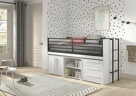 Sam halfhoogslaper met bureau en 3 kastjes 90x200 wit